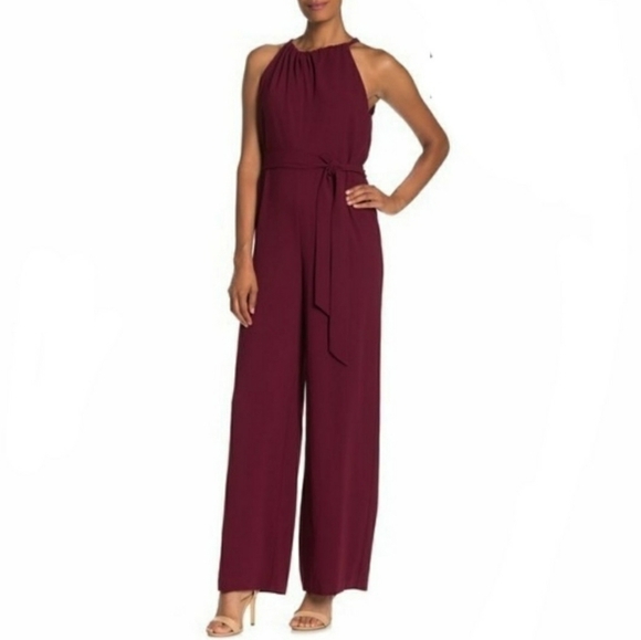 NWT Trina Turk Azar Wide Leg Jumpsuit Sleeveless Jumper Wine - Picture 1 of 11
